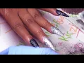 Watch Me Work Black Glitter Bling Acrylic Nails Full Set