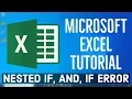 Microsoft Excel Tutorial - Nested IF AND IF ERROR Function Logical Functions in Excel
