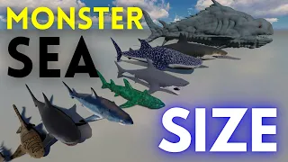 ⚓ Sea Monsters SIZE Comparison 2024 || Fish SIZE Comparison || The Bloop versus the Megalodon 2024 🦑