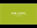 Lesson 6A1 For Loops Bart