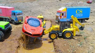 JCB 3DX Lamborghini SuperCar Accident Pulling Out JCB Mercedes Car ? Jcb Kids Cartoon | CS kids Toy
