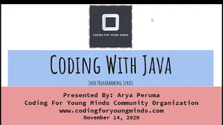 Java Programming Lesson 1 Coding For Young Minds Coding Webinar