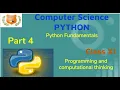 class 11 Computer Science Python Programming and computational thinking Python fundamentals