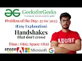 Handshakes GeeksforGeeks Problem of the Day 2022