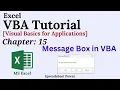 Excel VBA Tutorial Chapter 15 Message Box in VBA