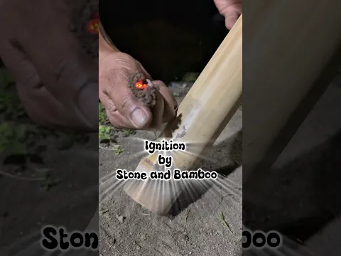 Ignition by stone and Bamboo #primitivefirelighting #bushcraft