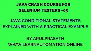 Java Crash course 05 Java conditonal statements Explained Tamil Java for Automation