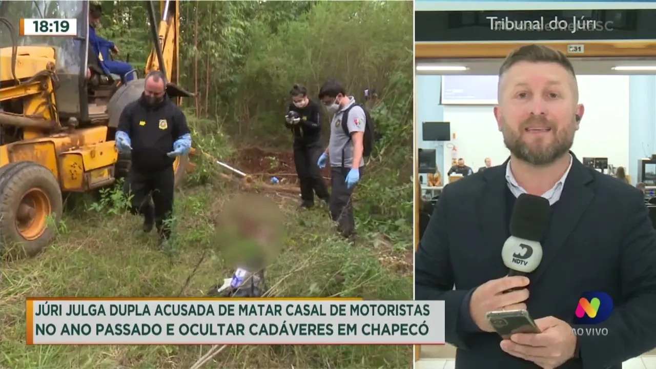 Julgamento da dupla acusada de matar e ocultar cadáveres de casal de motorista acontece em Chapecó