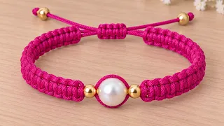 😍 WHAT A BEAUTY! ✨🌸 Easy-to-Make Macrame Bracelet with Pearl 💎