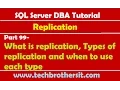 SQL Server DBA Tutorial 99-What is replication Types of replication and when to use each type