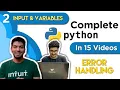 Part 2 Python in 15 s Error Handling Taking Input Variables Strings Hindi Tutorials