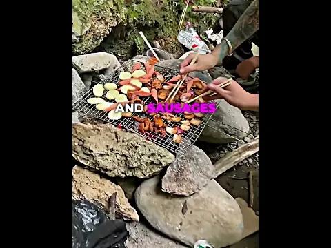 He tried cooking meat directly on random rocks 🪨