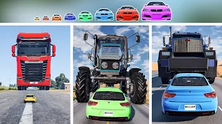 Can Big and Small Cars Survive Giant Vehicles? – BeamNG.Drive