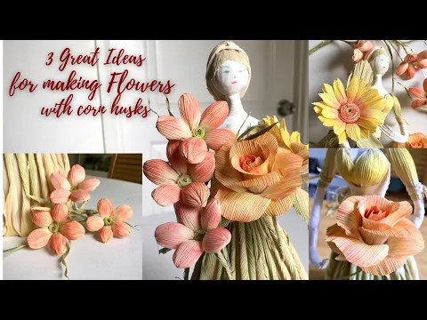 How to make Flower from Corn Husk, Diy flowers from corn husk | Giáng Sinh Handmade