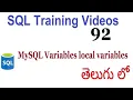 MySQL Variables local variables sql s in telugu 92
