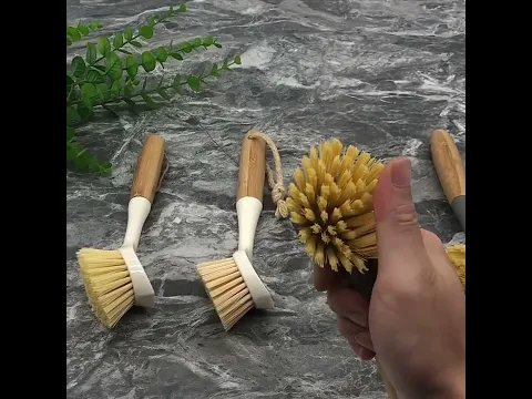 Download MP3 Wholesale bamboo kitchen palm dish pot scrubber brush with handle manufactorier