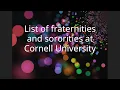 List of fraternities and sororities at Cornell University