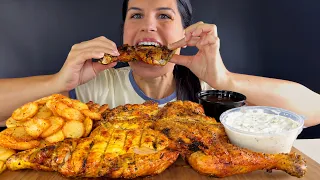 GREEK GRILLED CHICKEN & FRIES | MUKBANG | ASMR | EATING SOUNDS