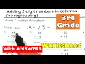 3rd Grade Math - Adding 2-digit Numbers No Carrying or Regrouping Worksheet With Answers