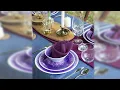 bzyoo BPA-Free Dishwasher Safe Melamine12 PCS Dinnerware set Service for 4 Reactive Glazed Purple