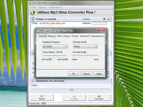 Download MP3 Convertir un fichier audio avec Free mp3 wwma Converter