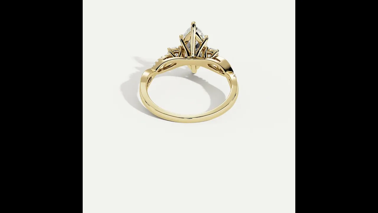 Aurora丨Marquise Lab-Grown Diamond Twisted Engagement Ring with Side Accents