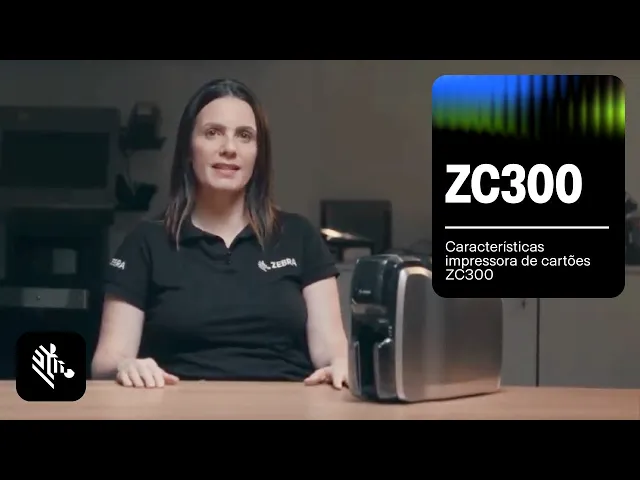 Vídeo Impressora de Cartão Zebra ZC300 Uma Face - USB e Ethernet