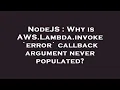 NodeJS Why is AWS Lambda invoke error callback argument never populated