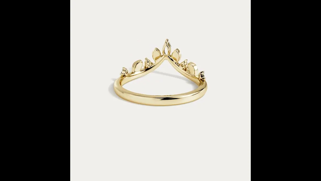 Botanical Leaf Mixed-Cut Chevron Lab Diamond Wedding Band
