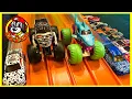 MONSTER TRUCKS VS RACE CARS - Our FAVORITE Monster Jam Hot Wheels Racerverse RACING COMPILATION