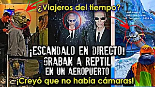 ¡Escándalo en directo! Graban a reptil en un aeropuerto ¿Viajeros del tiempo?