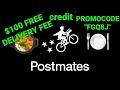 Postmates 100 free delivery fee for new accounts 25 discount if you refer friends YES IT WORKS