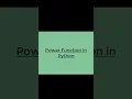 How to use power function to do exponentiation in Python