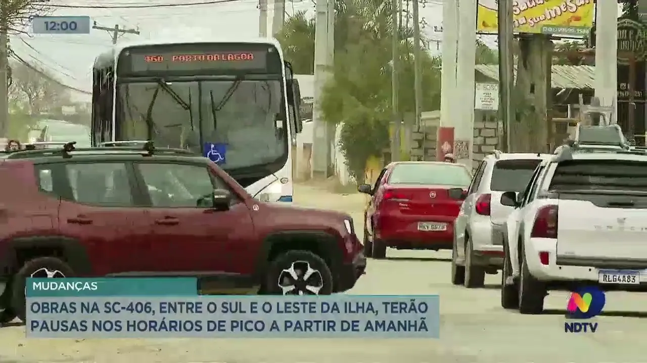 Obras na SC-406, em Florianópolis, terão pausas nos horários de pico a partir de quinta