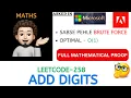 Add Digits With Proof MICROSOFT ADOBE Leetcode-258 Live Code Explanation