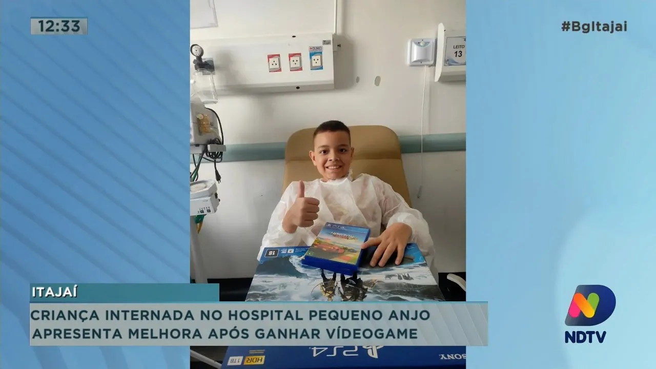 Criança internada no hospital Pequeno Anjo apresenta melhora após ganhar vídeo game