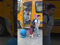 Little girl welcomed her brother home from school
