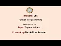 Python Programming Tuples Part-1 AKTU Digital Education