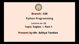 Python Programming Tuples Part-1 AKTU Digital Education