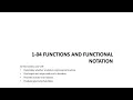Precalculus 1-04 Functions and Functional Notation