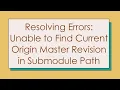 Resolving Errors Unable to Find Current Origin Master Revision in Submodule Path