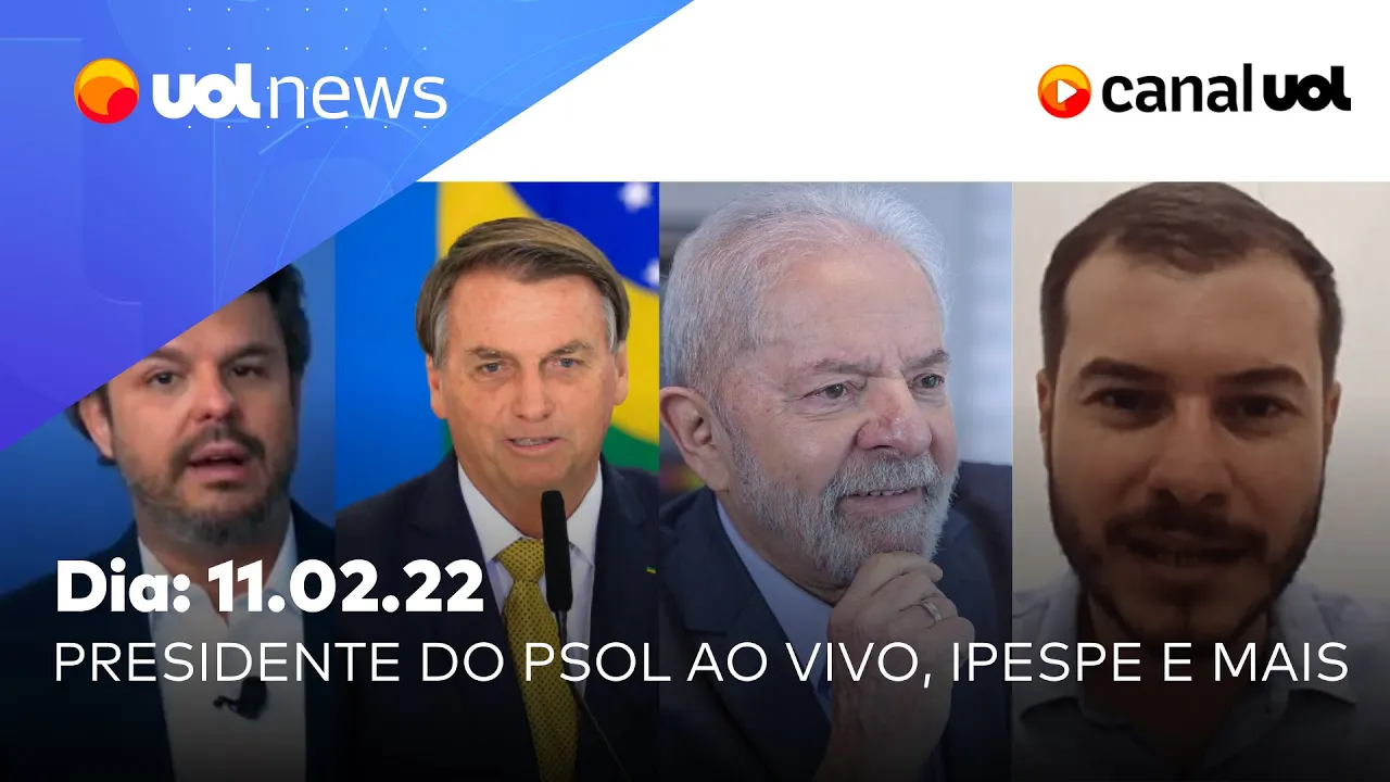 Bolsonaro, Lula e Moro na pesquisa Ipespe; presidente do PSOL ao vivo, Adrilles e mais | UOL News