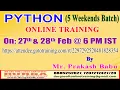 PYTHON 5 Weekends Batch Online Training in DURGASOFT