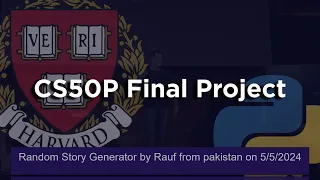CS50P Final Project Random Story Generater