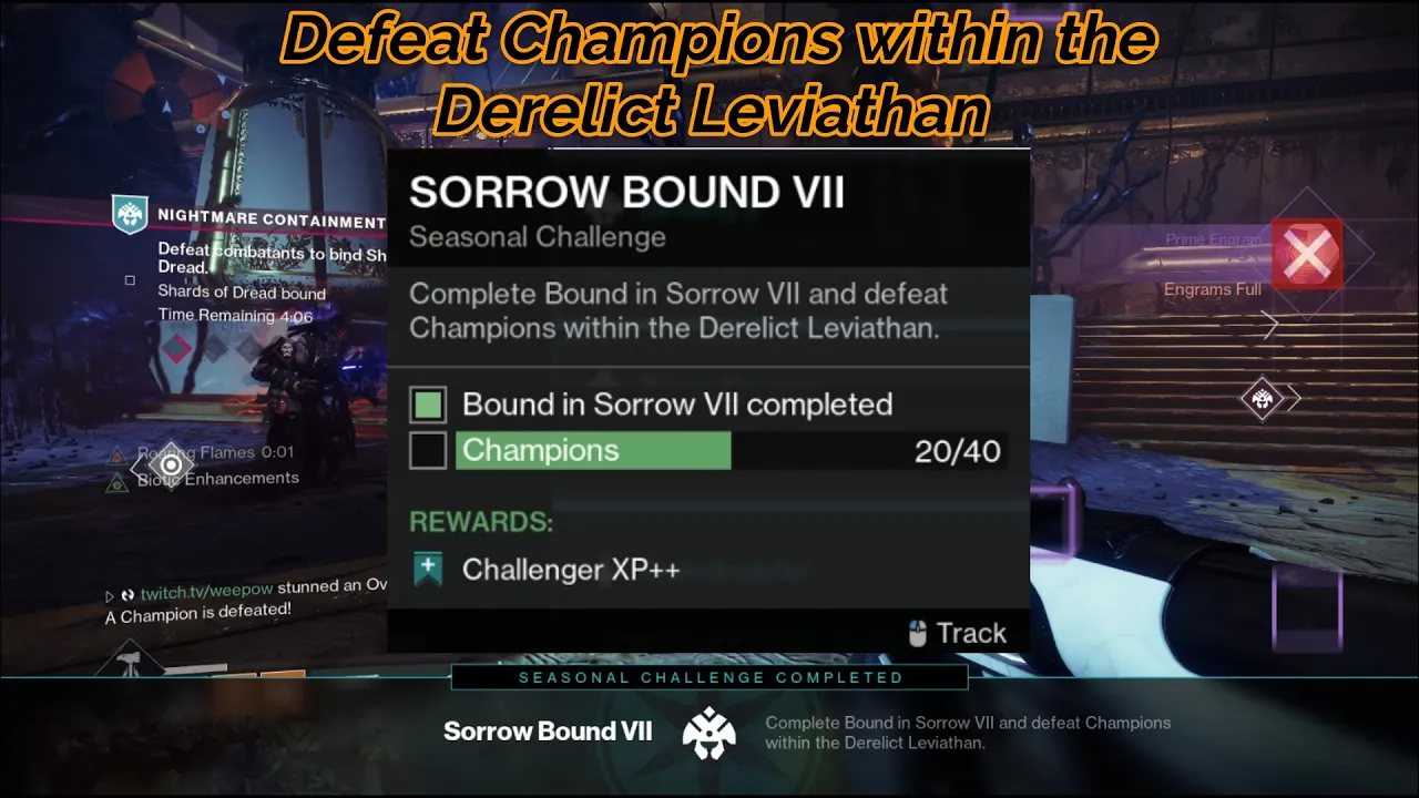 Destiny 2 - How to Defeat Champions within the Leviathan | Sorrow Bound VII Seasonal Challenge
