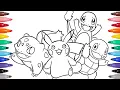 Pokemon Coloring Pages - Coloring Pikachu with Gen 1 Starters