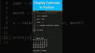 Display calendar using Python
