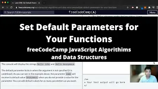 Set Default Parameters for Your Functions ES6 freeCodeCamp tutorial
