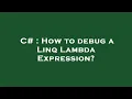 C How to debug a Linq Lambda Expression