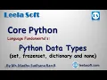 Learn Python in Telugu Python Data Types set frozenset dictionary and none type by Madhu Sir